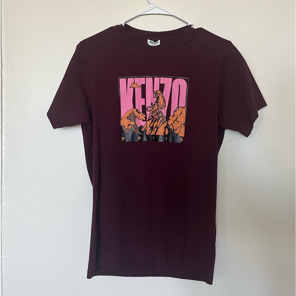 Burgundy T-Shirt by Kenzo with pink and orange graphics. Never worn with tags!